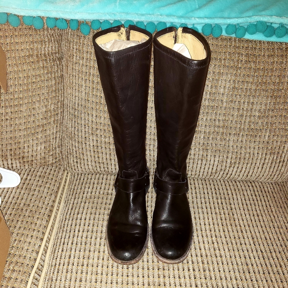 Frye "Phillip Harness" in Black Leather Size 5.5B - Picture 3 of 8